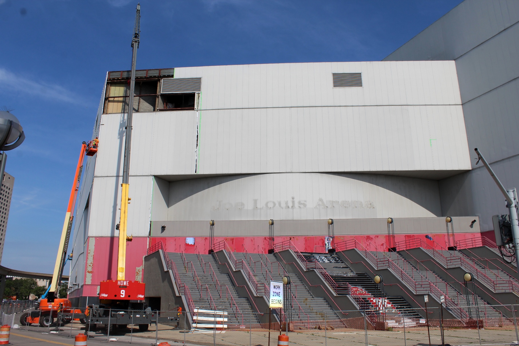 Demolition continues at the site of Joe Louis Arena